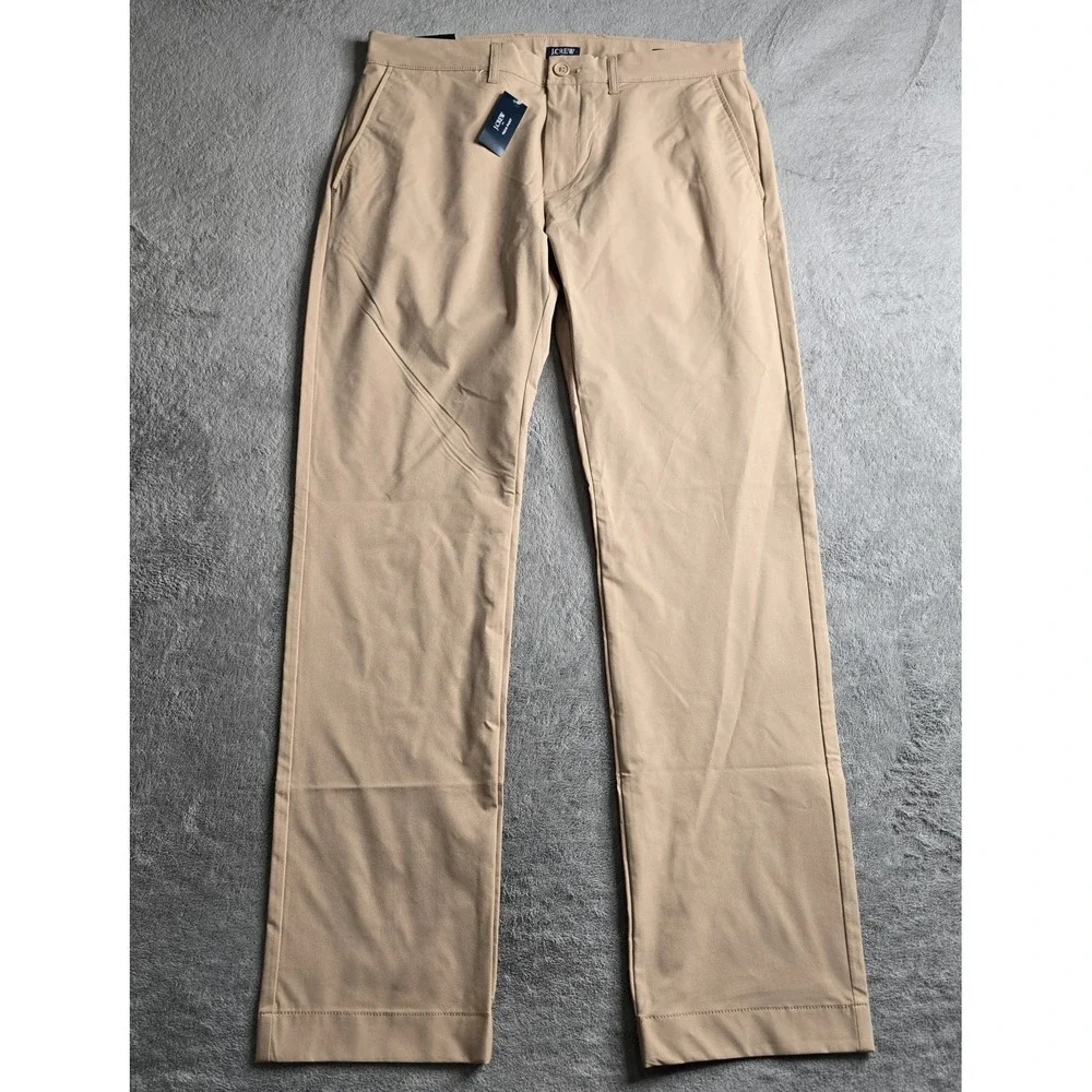 NWT J Crew Tech Pant Mens 30x30 Khaki  Slim Fit Performance Golf Casual Stretch